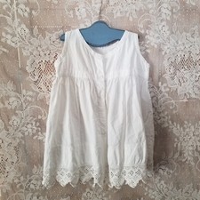 Antique Handmade Lace Girl Child Girls Doll White Dress Slip Cotton Clothing Vtg