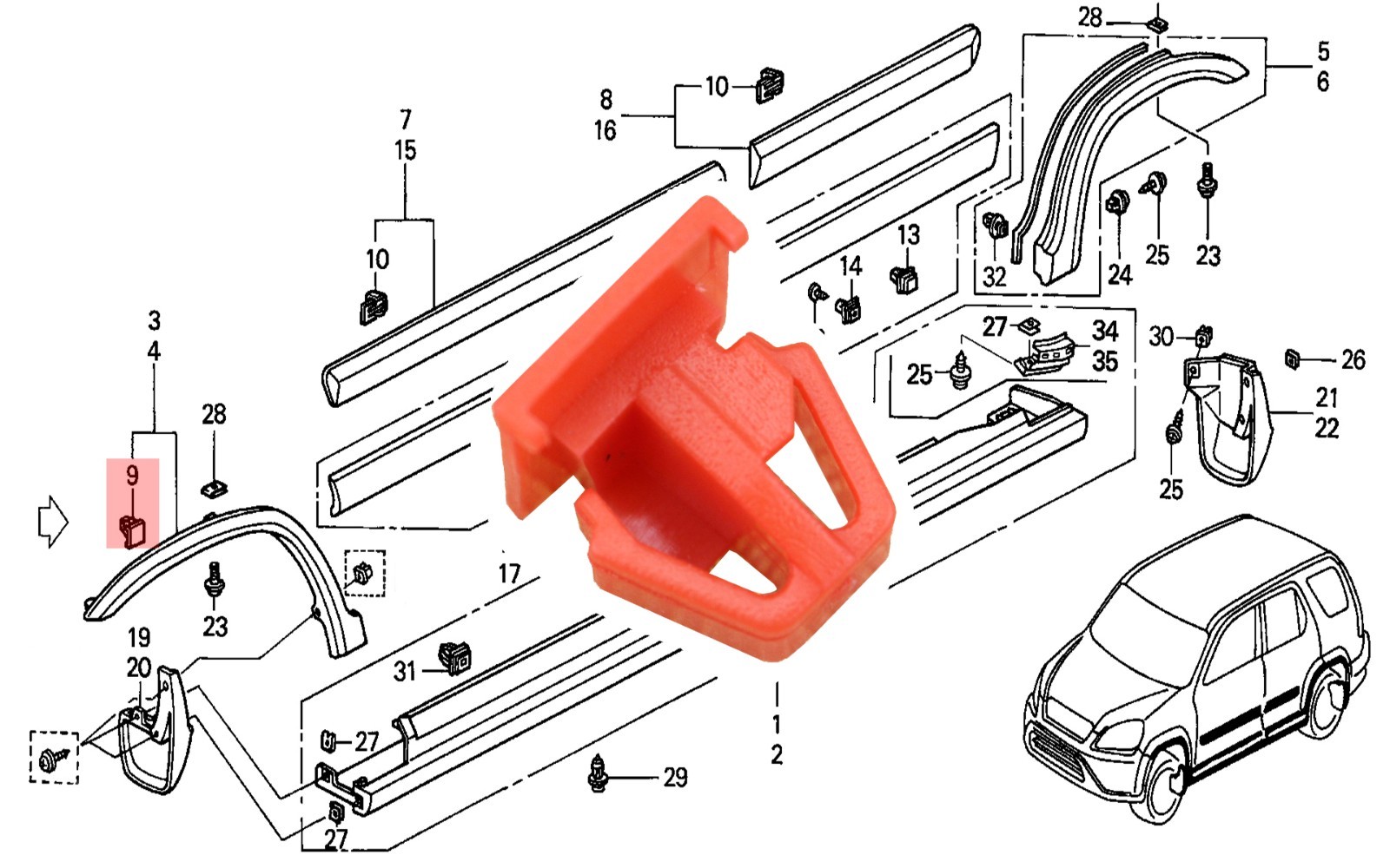 20 Pcs For Honda Civic CRV Body Side Molding Clips 75305SH4003 For