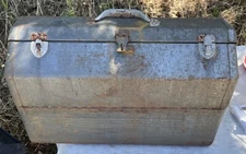 Vintage 24# Heavy Simonsen Metal Toolbox 22x10.5x13+ Handle W/ Multi Tier Trays