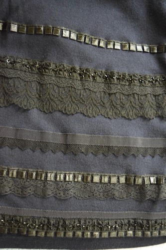 RENA LANGE WOOL/CASHMERE BEADED LACE APPLIQUE TWINSET SIZE S - Picture 12 of 12