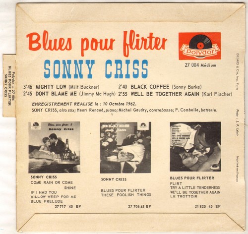 SONNY CRISS "MIGHTY LOW" COOL JAZZ SAX EP 1963 POLYDOR 27004 - Picture 2 of 4