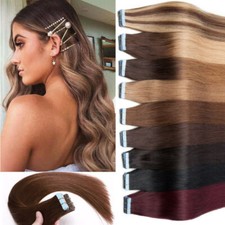 Tape In Hair Extensions 100 Real Human Hair Skin Weft Balayage Ombre Thick 40pcs