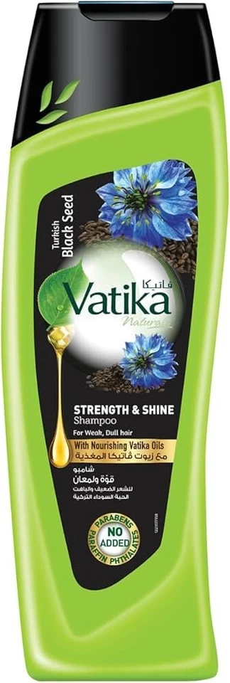 3X Xampu Vatika Turkish Black Seed Strength & Shine para cabelos fracos e maçantes 400ml - Imagem 3 de 3