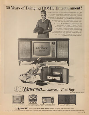1965 Emerson Color Vivid 3 TV PRINT AD Stereo FM/AM PhonoradiO VTG 60s Best Buy