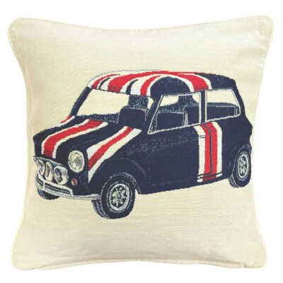 Signare Mini Auto Union Jack Wandteppich Quadrat Überwurf Sofa Kissenbezug + Innenpolster