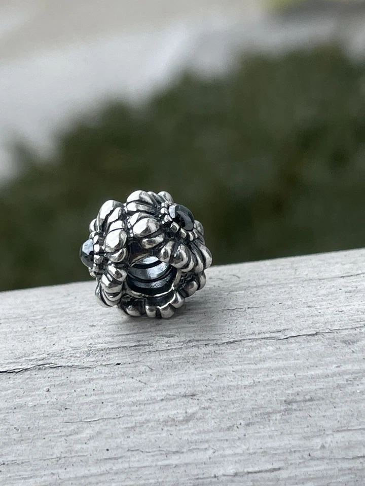 Pandora retirado plata esterlina hematita marzo cumpleaños flor abalorio 790580HEM Foto 4 de 4