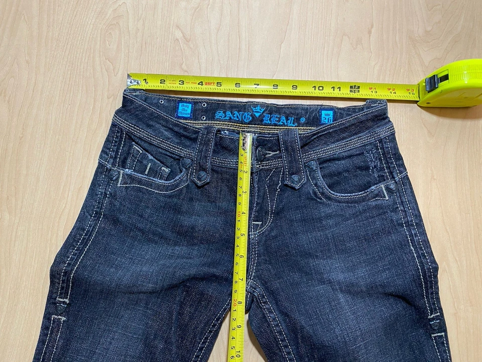 Pantalones de mezclilla Sang Real para mujer 26 azules solo los elegidos tiro bajo corte bota brillante Foto 4 de 4