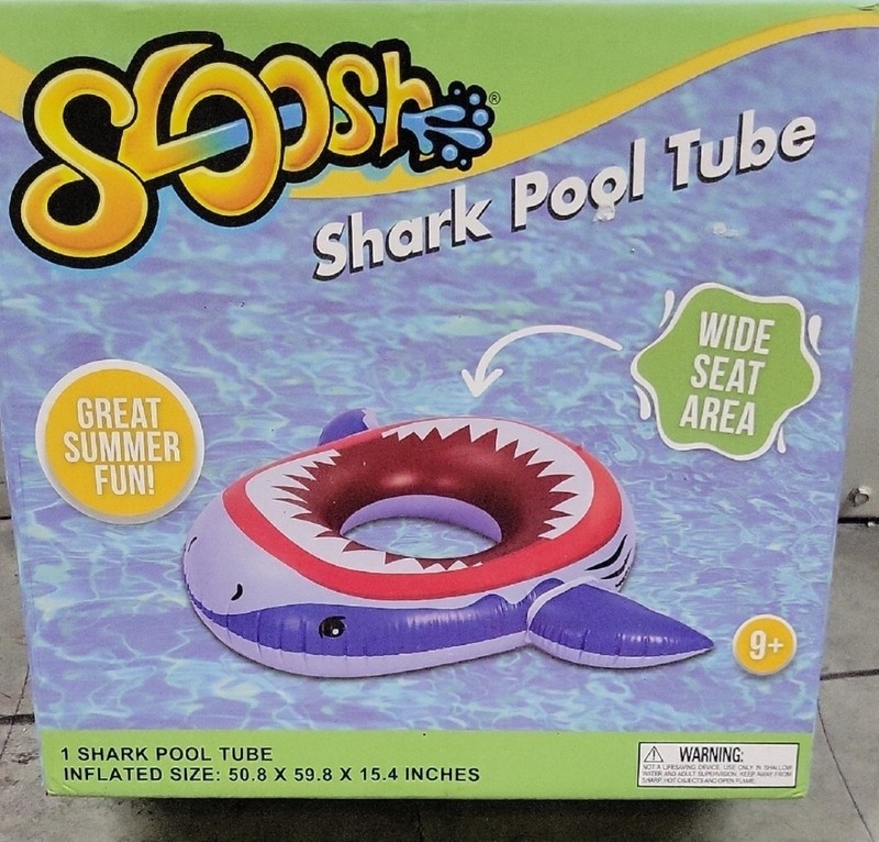 Sloosh Shark Pool Tube Inflatable Shark theme pool toy Jumbo 50.8"x59.8"x15.4"