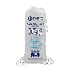 Party Bargains 10 lb Plastic Drawstring Ice Bags 20"x12" (50 Count) 50