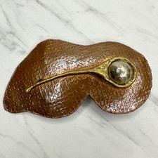 Vintage Brutalist Copper Tone Mixed Metal Belt Buckle Artisan Modernist 1970s