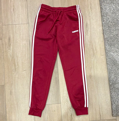 adidas women s Red/White 3-Stripe Jogger Track Pants Drawstring Size S