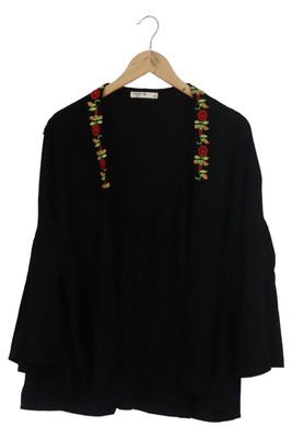 ORFEO Damen Bluse S/36 Schwarz Elegant Vintage Stickerei Blumenmuster