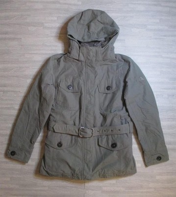 Aigle Jacket Womens Size UK 12 Green Wispery Hooded Belted Outdoor Utility Coat