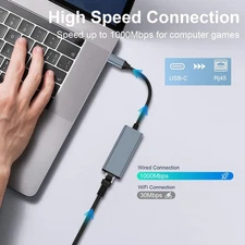 USB-C 3.0 Gigabit Ethernet LAN RJ45 1000Mbps Network Adapter for PC Mac Android