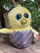Ty Beanie Boo MEGG  Large 10” 2018 Chick In Rainbow Metallic Egg