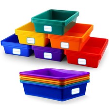 Hoolerry 24 Pcs Plastic Cubby Storage Bins Classroom Cubby Organization Self