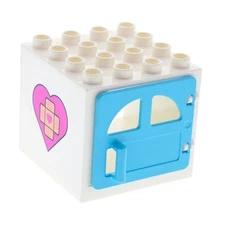 1X Lego Duplo Window 4X4X3 White Cube Door Azure Heart 10605 18816 18857PB03