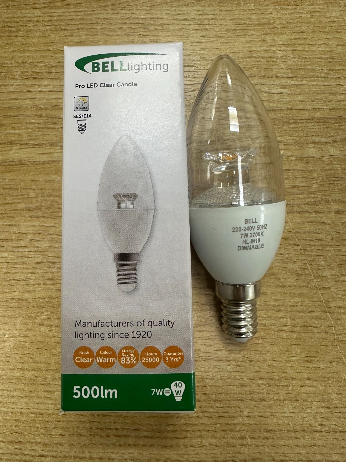 LED CANDLE 7W SES E14 CLEAR DIMMABLE BELL 05833 500LM WARM WHITE