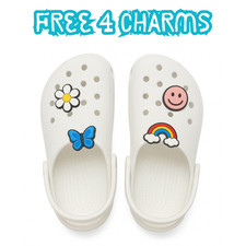 Crocs Classic Clog White Unisex Adult Slip-On Sandals Slippers Comfortable Shoes