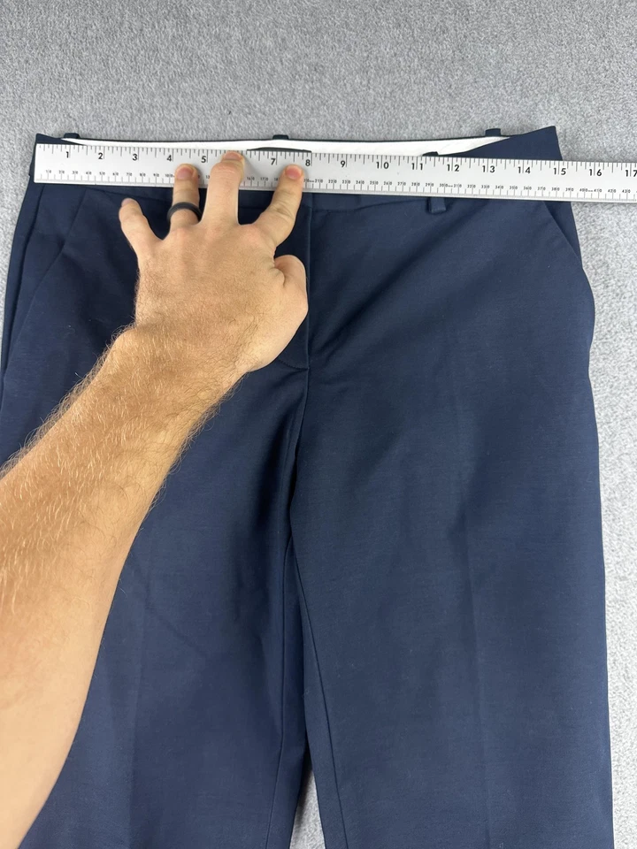 Pantalones Theory Mujer 4 Azul Marino Pantalón a Medida Doble E E Elástico Pierna Recta Foto 4 de 4