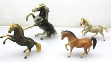 Vintage Plastic Horse Figurine Lot of 4 Marked Hong Kong Rearing