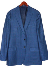 Jos. A. Bank 1905 Silk/Wool 2 Button Blue Plaid Blazer Men's 44 Long
