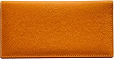 Bright Orange Basic Genuine Leather Checkbook Cover for Men & Women