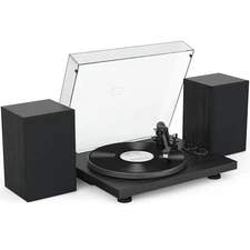  Vinyl Record Player, Turntable with 40W Speakers, Bluetooth Input Output Black