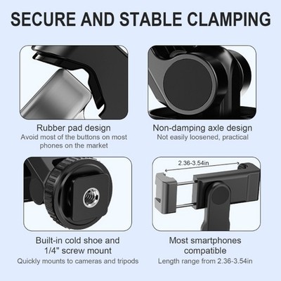 Multiple Angle Smartphone Support with 1/4'' Thread for Pocket 3 Gimbal Filmmaker