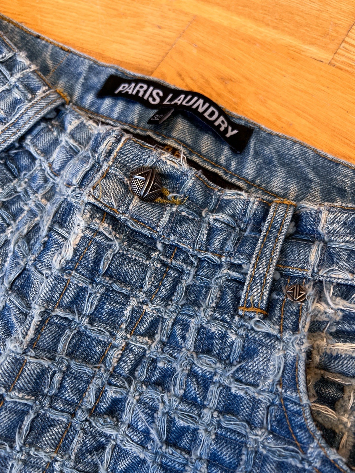 Paris Laundry Sashiko Textured Embroidered Jeans … - image 4