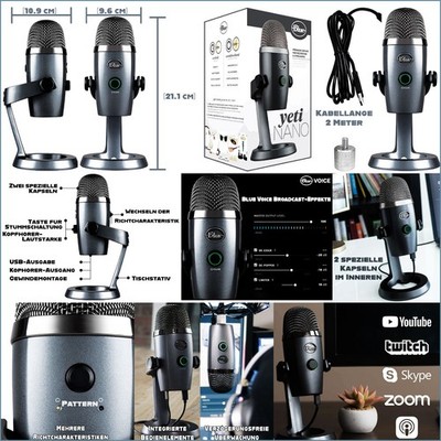 Logitech Blue Yeti Nano Premium USB-Mikrofon für Podcasting, Streaming, Video...