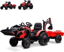 3 In 1 Kid 24v Ride On Tractor Electric Vehicle W/ Trailer Digger Remote Control