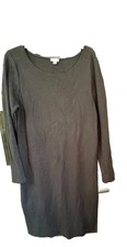J. JILL Knee Length Sweater Dress Black Wool Womens Sz M Lagenlook Stretch