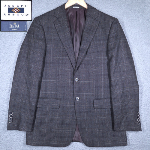 Joseph Abboud Blazer Men's 40R Brown Plaid Flannel Wool Reda 2-Button Sport Coat