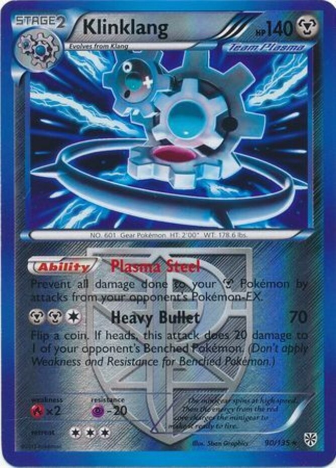 Moderate Play x 1 Klinklang - 90/135 - Holo Rare - Reverse Holo Plasma Storm