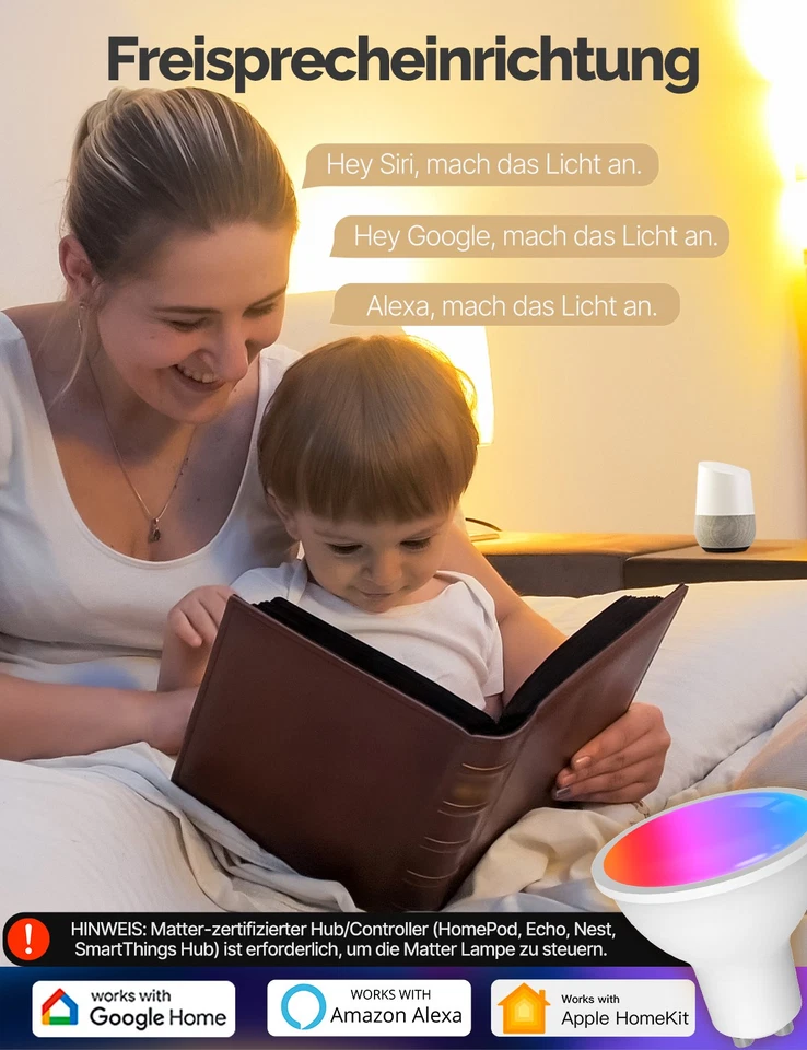 MOES Smart Matter GU10 Glühbirne WLAN RGB LED Dimmbar Lampe Warm&Kalt Alexa APP - Bild 3 von 4