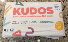 Kudos 100 Cotton-Lined Baby Diapers Chlorine Free 33 count size 2 9-16 lbs 