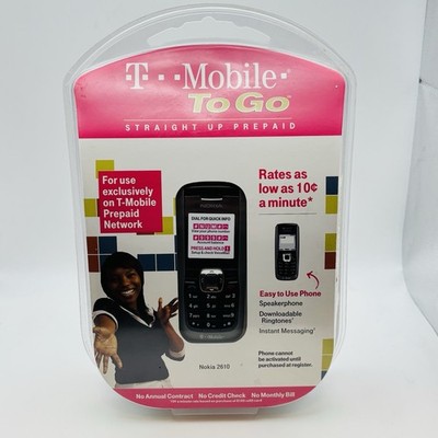 T-Mobile To Go Mobile Nokia 2610  Vintage Prepaid Phone / Brand New   Sealed.