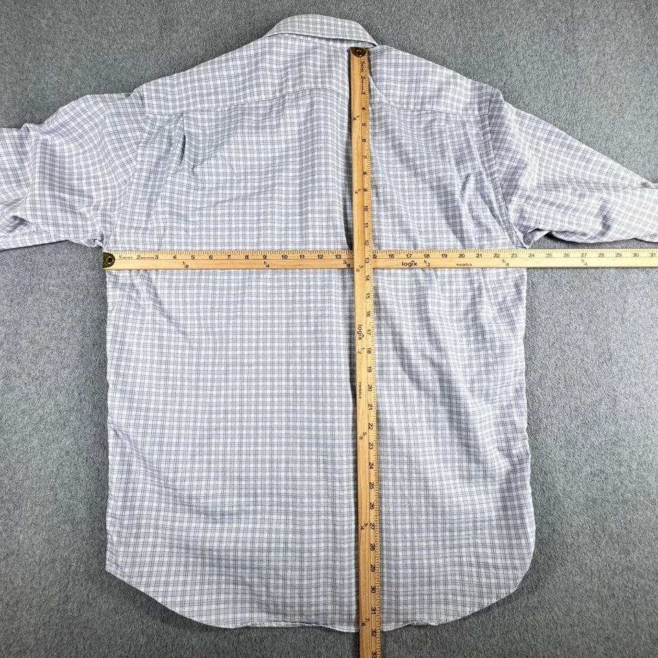 Camisa de vestir Canali para hombre 42 16,5 azul a cuadros hecha en Italia manga larga Foto 3 de 4