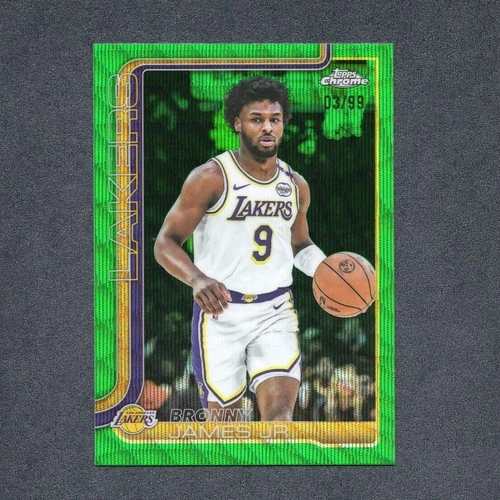 2025-26 Topps Chrome Basketball Bronny James Jr. Green Wave Refractor 03/99 #YB