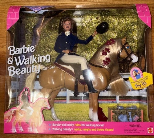1998 Barbie & Walking Beauty Gift Set Mattel #19705 Vintage New in Box NRFB
