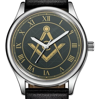 Freimaurer Kompass römisches Zifferblatt trendige 38 mm Zifferblatt Armbanduhr