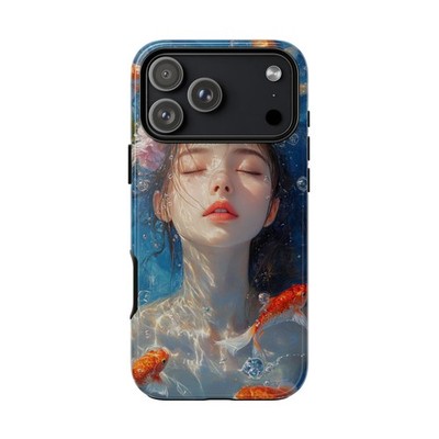 For iPhone / Galaxy / Pixel | Phone Ink Case - Girl Koi Fish Pond Water