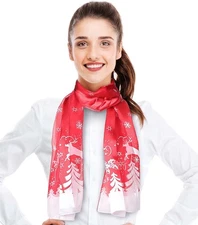 CBC Crown Christmas Theme Scarf - Winter Day 13"x 60" Made in Day-red 