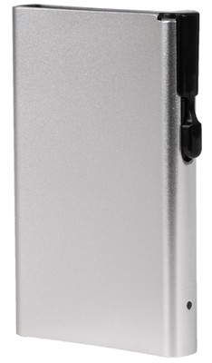 CLICKSAFE Kartenetui mit Clickbutton & RFID Schutz, silber