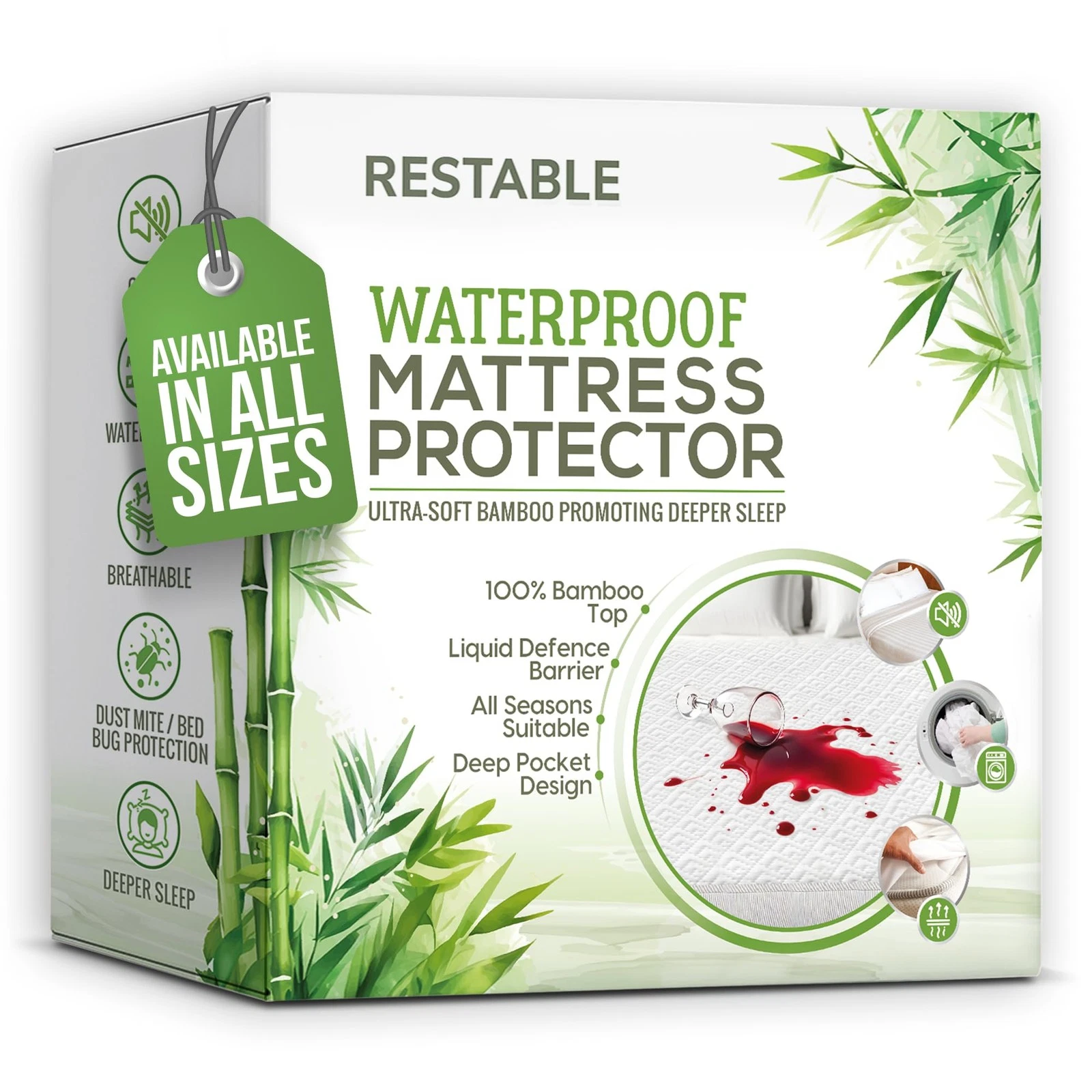 Luxury California King Mattress Protector | 100% King, White