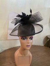 Ladies Dress Hats Black Pillbox With Large Black Bow
