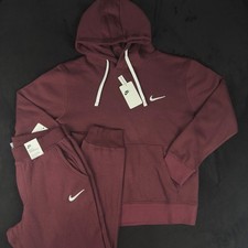 Nike Club Fleece Pullover Men's 2 Piece Sweatsuit Red Tracksuit Size Large