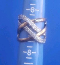 Vintage Sterling Silver 925 Signed Vermeil Ring with Cubic Zirconias. Size 6.75