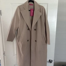 Mundefeis Large Full Length Winter Kaki Tan Coat NWT Womens Dress Overcoat